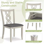 Chaises de salle à manger rustiques en bois VECELO, chaises de cuisine en bois d'hévéa avec siège rembourré et dossier creux élégant, gris
