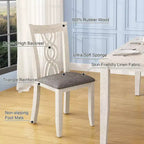 Chaises de salle à manger rustiques en bois VECELO, chaises de cuisine en bois d'hévéa avec siège rembourré et dossier creux élégant, gris