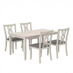 Chaises de salle à manger rustiques en bois VECELO, chaises de cuisine en bois d'hévéa avec siège rembourré et dossier creux élégant, gris