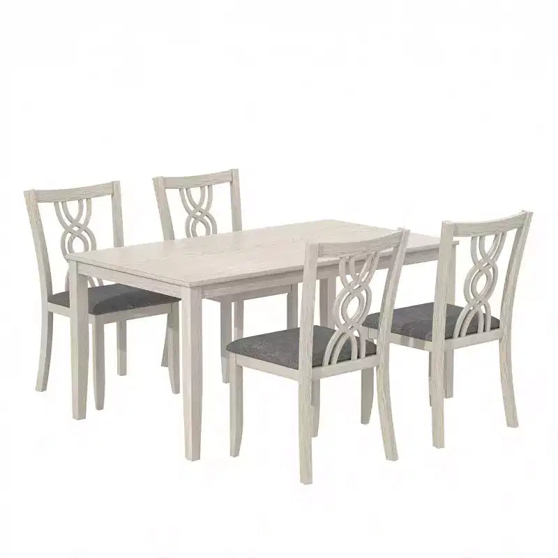 Chaises de salle à manger rustiques en bois VECELO, chaises de cuisine en bois d'hévéa avec siège rembourré et dossier creux élégant, gris