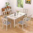Chaises de salle à manger rustiques en bois VECELO, chaises de cuisine en bois d'hévéa avec siège rembourré et dossier creux élégant, gris