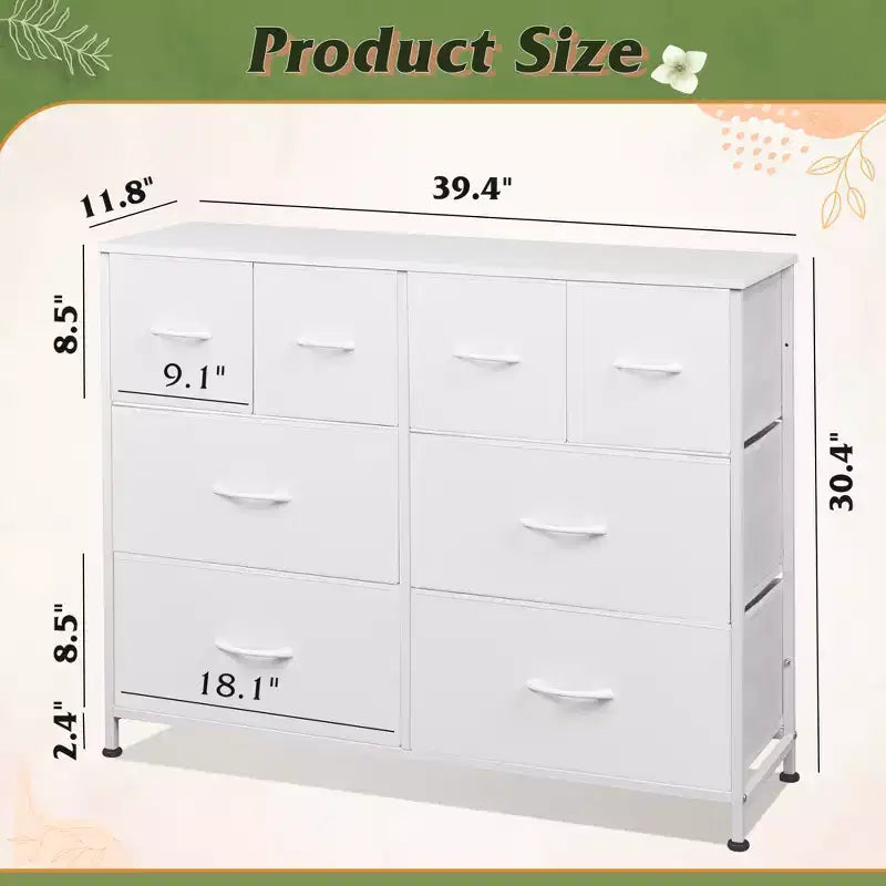 Commode à 8 tiroirs GALAXHERO, commode de rangement large en tissu pour chambre à coucher, placard, entrée