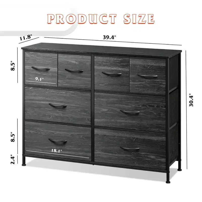 Commode à 8 tiroirs GALAXHERO, commode de rangement large en tissu pour chambre à coucher, placard, entrée