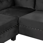 Sectionnel moderne en L Whisen 105 avec pouf de rangement et 2 coussins