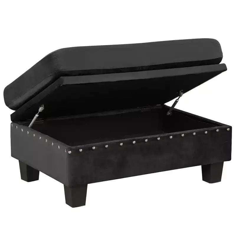 Sectionnel moderne en L Whisen 105 avec pouf de rangement et 2 coussins