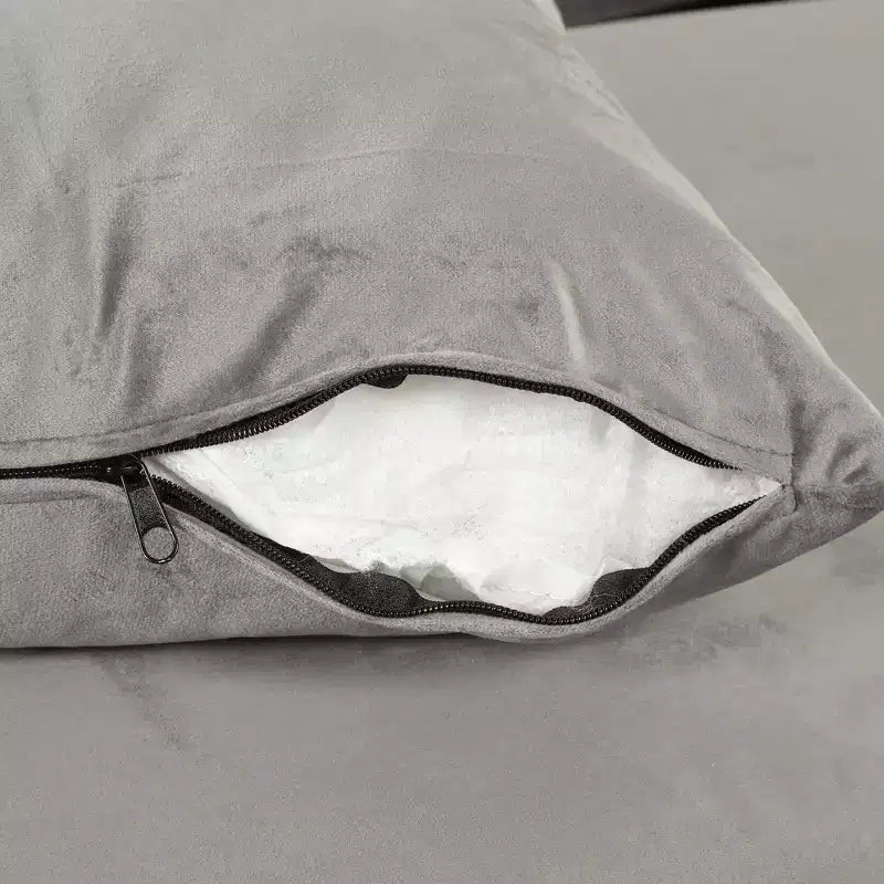 Sectionnel moderne en L Whisen 105 avec pouf de rangement et 2 coussins