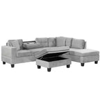 Sectionnel moderne en L Whisen 105 avec pouf de rangement et 2 coussins
