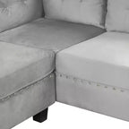 Sectionnel moderne en L Whisen 105 avec pouf de rangement et 2 coussins