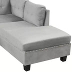 Sectionnel moderne en L Whisen 105 avec pouf de rangement et 2 coussins