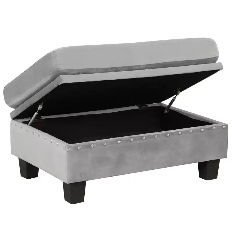 Sectionnel moderne en L Whisen 105 avec pouf de rangement et 2 coussins