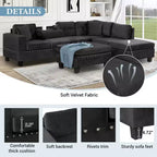 Sectionnel moderne en L Whisen 105 avec pouf de rangement et 2 coussins