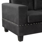 Sectionnel moderne en L Whisen 105 avec pouf de rangement et 2 coussins