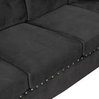 Sectionnel moderne en L Whisen 105 avec pouf de rangement et 2 coussins