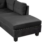 Sectionnel moderne en L Whisen 105 avec pouf de rangement et 2 coussins