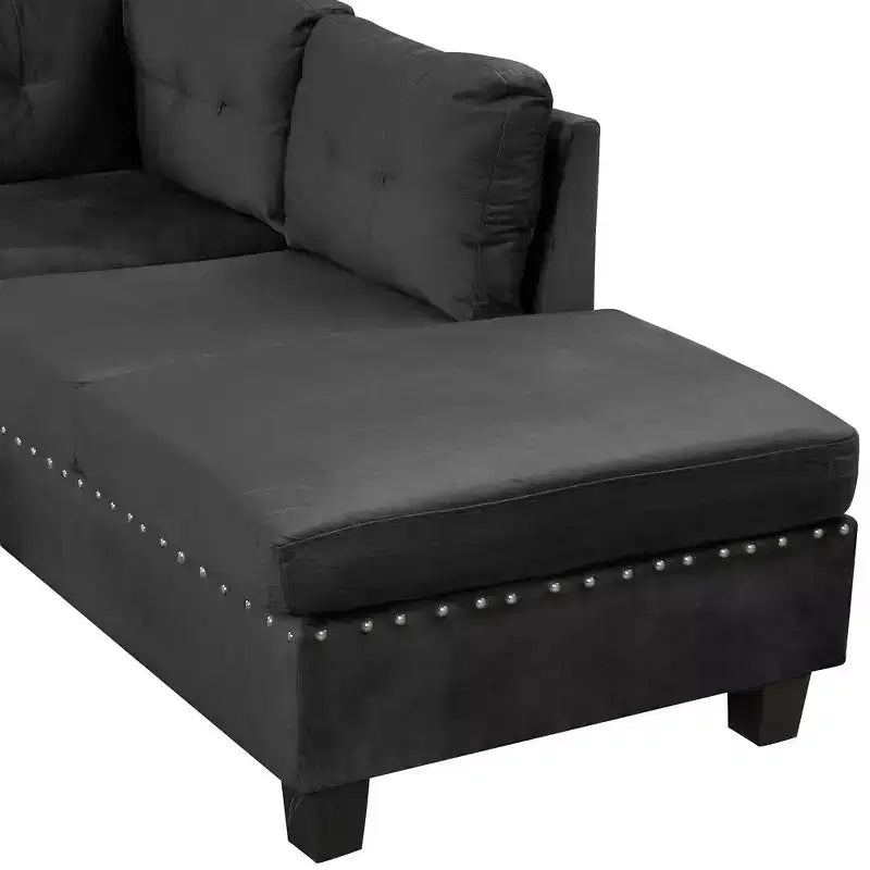 Sectionnel moderne en L Whisen 105 avec pouf de rangement et 2 coussins