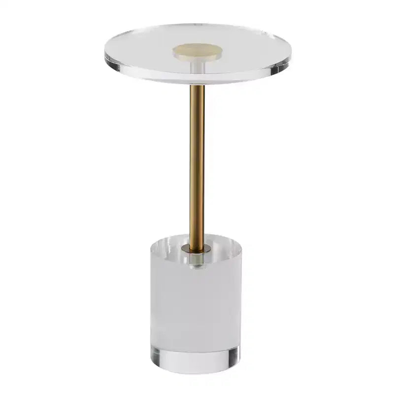 VEVOR Acrylic End Table, Acrylic Side Table with a Solid Base, 11.9 x 11.9 inch Round Tabletop, 21.4 inch High, for Living Room, Bedroom