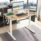 MAYEERTY 40x24 Oak Electric Standing Desk - Home Office Use, Splice Board, Adjustable Height