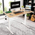 MAYEERTY 40x24 Oak Electric Standing Desk - Home Office Use, Splice Board, Adjustable Height