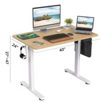 MAYEERTY 40x24 Oak Electric Standing Desk - Home Office Use, Splice Board, Adjustable Height