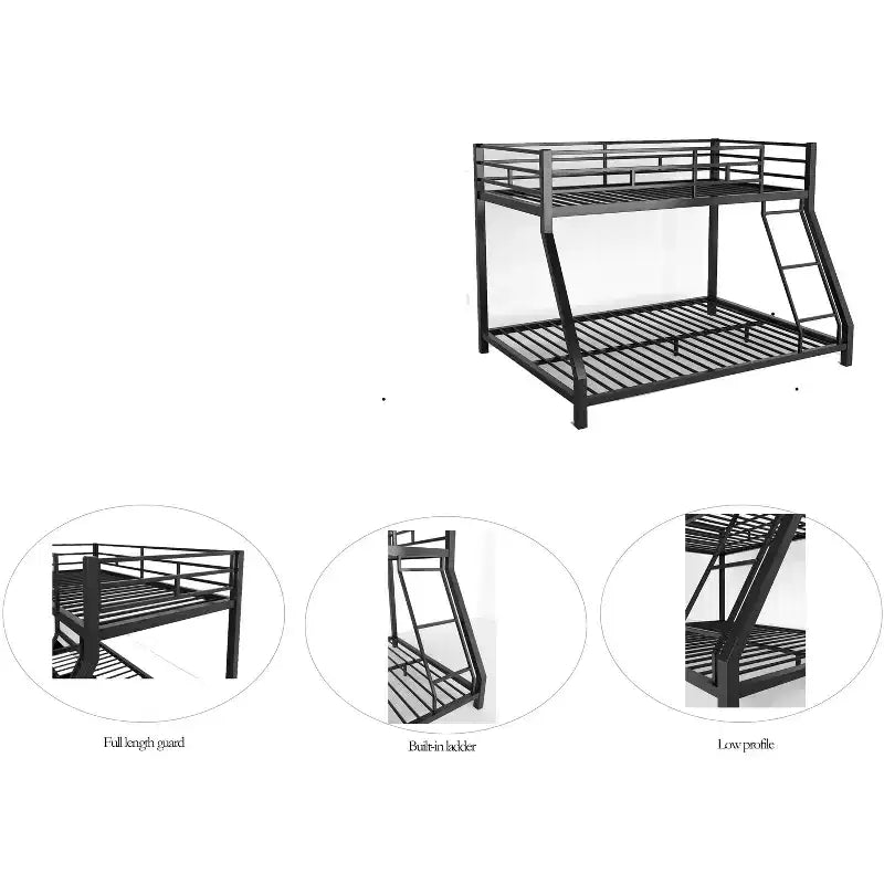 GDF Studio Elton Twin-over-Full Metal Bunk Bed with Ladder