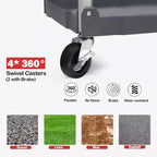 Chariot de service pliable portable à 3 niveaux, chariot pliant avec roues, capacité de charge de 25 kg par étagère, pour maison/bureau/entrepôt, gris