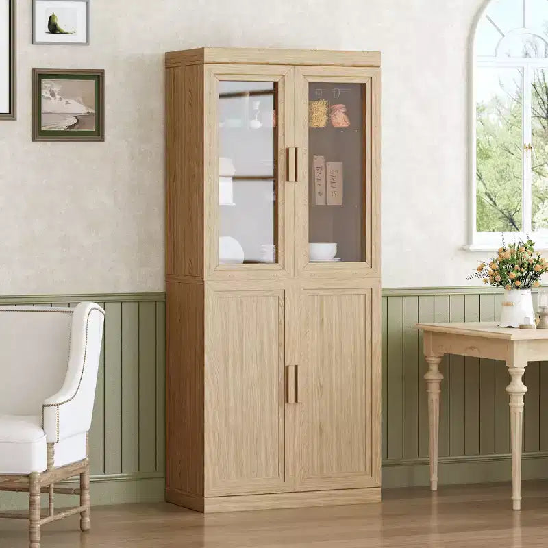 Tall Pantry Cabinet - Storage Cabinett with Glass Doors for Kitchen, Dining Room