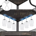Étagère à vin d'angle, étagère à 5 niveaux avec casier à vin amovible, meuble de bar avec support à verres, petit meuble de salle à manger et buffet avec porte en filet