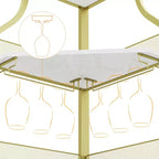 Étagère à vin d'angle, étagère à 5 niveaux avec casier à vin amovible, meuble de bar avec support à verres, petit meuble de salle à manger et buffet avec porte en filet