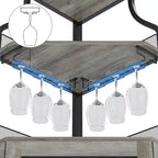 Étagère à vin d'angle, étagère à 5 niveaux avec casier à vin amovible, meuble de bar avec support à verres, petit meuble de salle à manger et buffet avec porte en filet