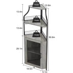 Étagère à vin d'angle, étagère à 5 niveaux avec casier à vin amovible, meuble de bar avec support à verres, petit meuble de salle à manger et buffet avec porte en filet