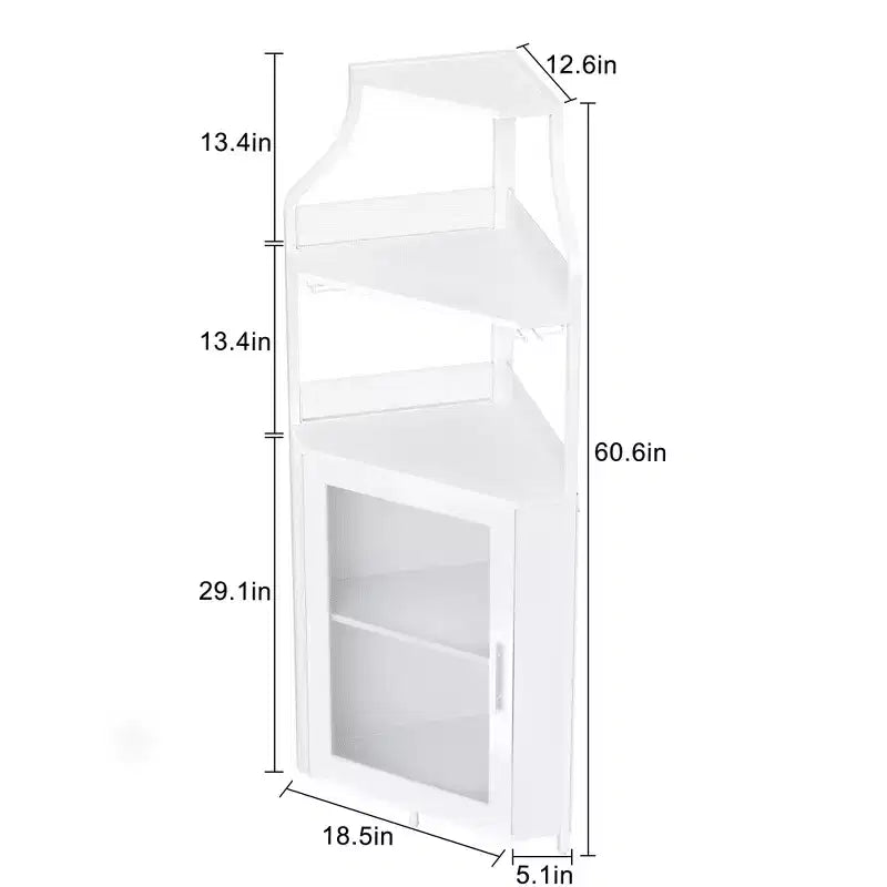 Étagère à vin d'angle, étagère à 5 niveaux avec casier à vin amovible, meuble de bar avec support à verres, petit meuble de salle à manger et buffet avec porte en filet
