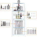 Étagère à vin d'angle, étagère à 5 niveaux avec casier à vin amovible, meuble de bar avec support à verres, petit meuble de salle à manger et buffet avec porte en filet