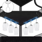 Étagère à vin d'angle, étagère à 5 niveaux avec casier à vin amovible, meuble de bar avec support à verres, petit meuble de salle à manger et buffet avec porte en filet