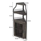Étagère à vin d'angle, étagère à 5 niveaux avec casier à vin amovible, meuble de bar avec support à verres, petit meuble de salle à manger et buffet avec porte en filet