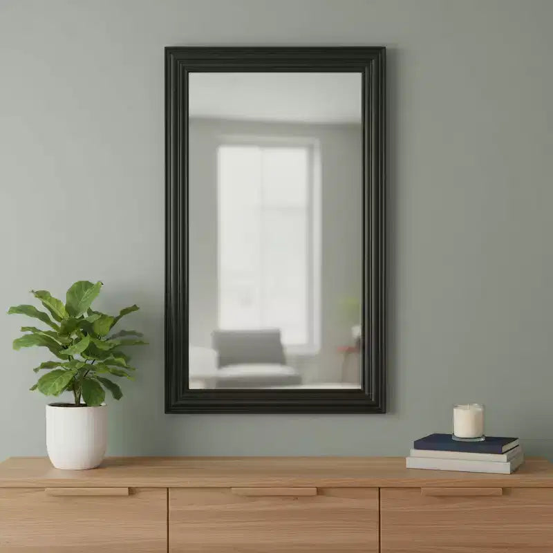 HomeRoots 26 Black Beveled Lines Framed Accent Mirror