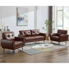 TYBOATLE 61 Mid-Century Modern Tufted Loveseat/L-Shaped Sofa & Chair, Faux Leather Living Room Luxury Sofa Set, for Living Room, Bedroom or Office