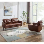 TYBOATLE 61 Causeuse/Canapé d'Angle et Fauteuil Capitonnés Mid-Century Modern, Ensemble Canapé de Luxe en Similicuir pour Salon, Chambre ou Bureau