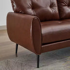 TYBOATLE 61 Causeuse/Canapé d'Angle et Fauteuil Capitonnés Mid-Century Modern, Ensemble Canapé de Luxe en Similicuir pour Salon, Chambre ou Bureau