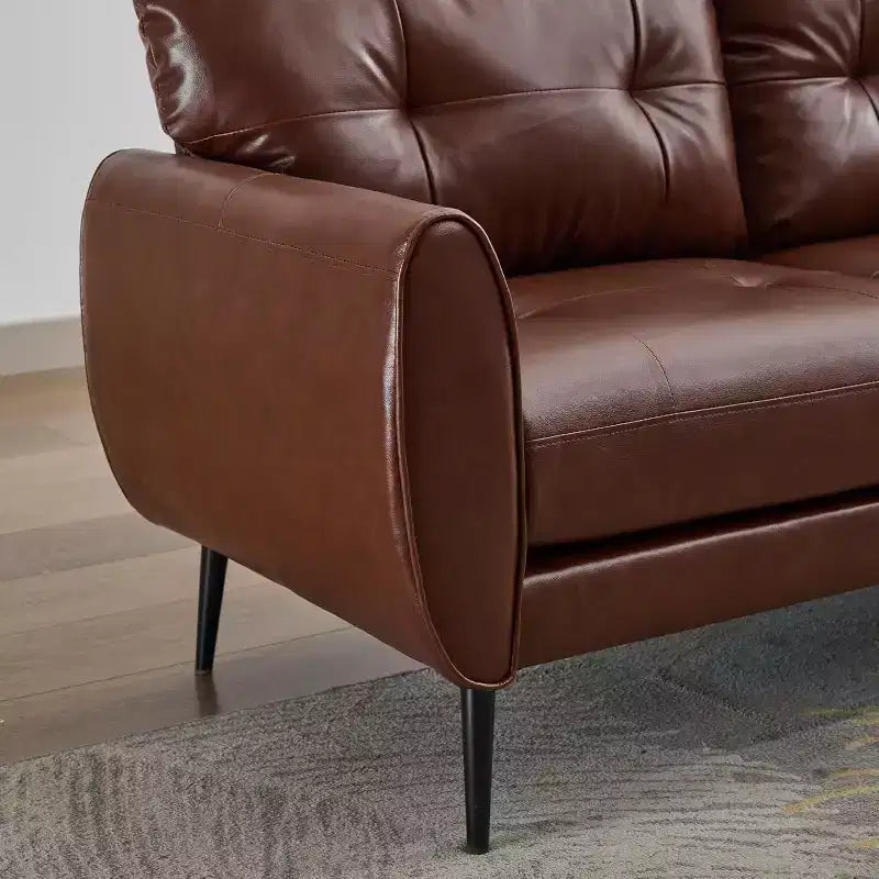 TYBOATLE 61 Causeuse/Canapé d'Angle et Fauteuil Capitonnés Mid-Century Modern, Ensemble Canapé de Luxe en Similicuir pour Salon, Chambre ou Bureau