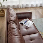 TYBOATLE 61 Causeuse/Canapé d'Angle et Fauteuil Capitonnés Mid-Century Modern, Ensemble Canapé de Luxe en Similicuir pour Salon, Chambre ou Bureau
