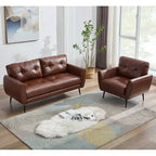 TYBOATLE 61 Causeuse/Canapé d'Angle et Fauteuil Capitonnés Mid-Century Modern, Ensemble Canapé de Luxe en Similicuir pour Salon, Chambre ou Bureau