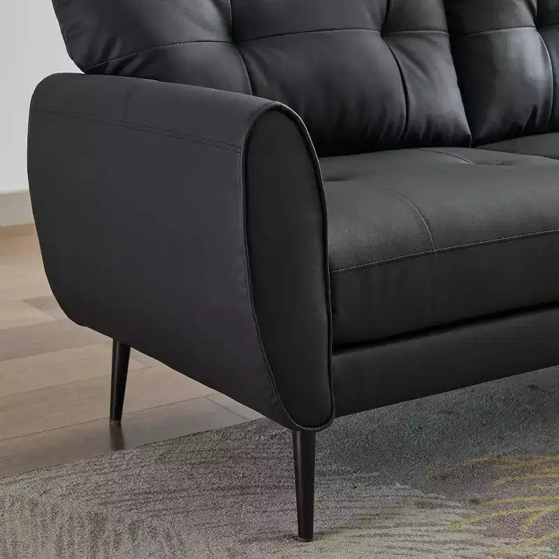 TYBOATLE 61 Causeuse/Canapé d'Angle et Fauteuil Capitonnés Mid-Century Modern, Ensemble Canapé de Luxe en Similicuir pour Salon, Chambre ou Bureau