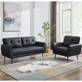TYBOATLE 61 Causeuse/Canapé d'Angle et Fauteuil Capitonnés Mid-Century Modern, Ensemble Canapé de Luxe en Similicuir pour Salon, Chambre ou Bureau