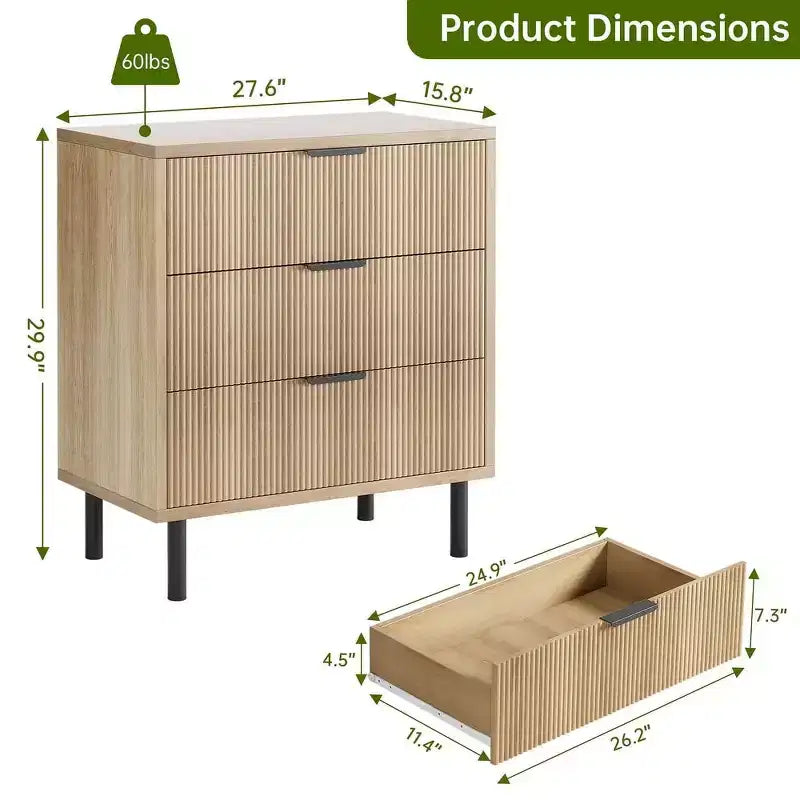 Commode moderne cannelée à 3/5/6 tiroirs avec pieds en métal, meuble de rangement en bois, table de chevet pour chambre à coucher, entrée, couloir