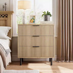 Commode moderne cannelée à 3/5/6 tiroirs avec pieds en métal, meuble de rangement en bois, table de chevet pour chambre à coucher, entrée, couloir