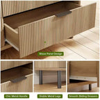 Commode moderne cannelée à 3/5/6 tiroirs avec pieds en métal, meuble de rangement en bois, table de chevet pour chambre à coucher, entrée, couloir
