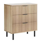 Commode moderne cannelée à 3/5/6 tiroirs avec pieds en métal, meuble de rangement en bois, table de chevet pour chambre à coucher, entrée, couloir