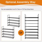 Karl Home 8-Tier Or 2*4-Tier Black Iron Pipe 35.59in. W Shoe Rack