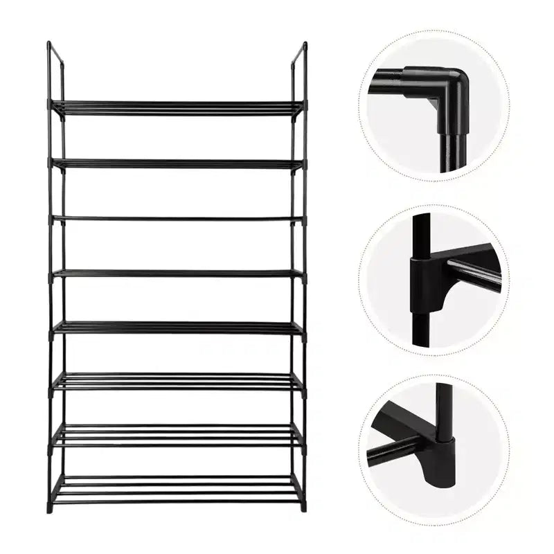 Karl Home Étagère à chaussures 8 niveaux ou 2*4 niveaux en tuyau de fer noir, 90,4 cm de large