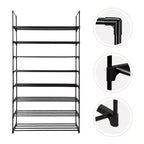 Karl Home Étagère à chaussures 8 niveaux ou 2*4 niveaux en tuyau de fer noir, 90,4 cm de large
